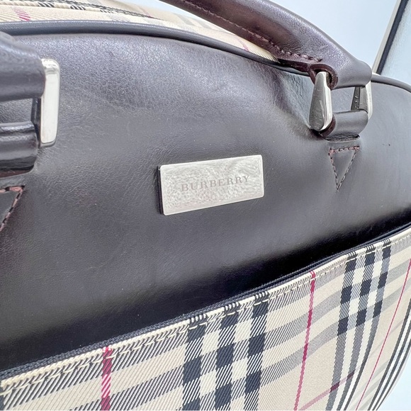 BURBERRY Check 2way Shoulder Handbag Weekender Travel Duffle Bag - Picture 5 of 15